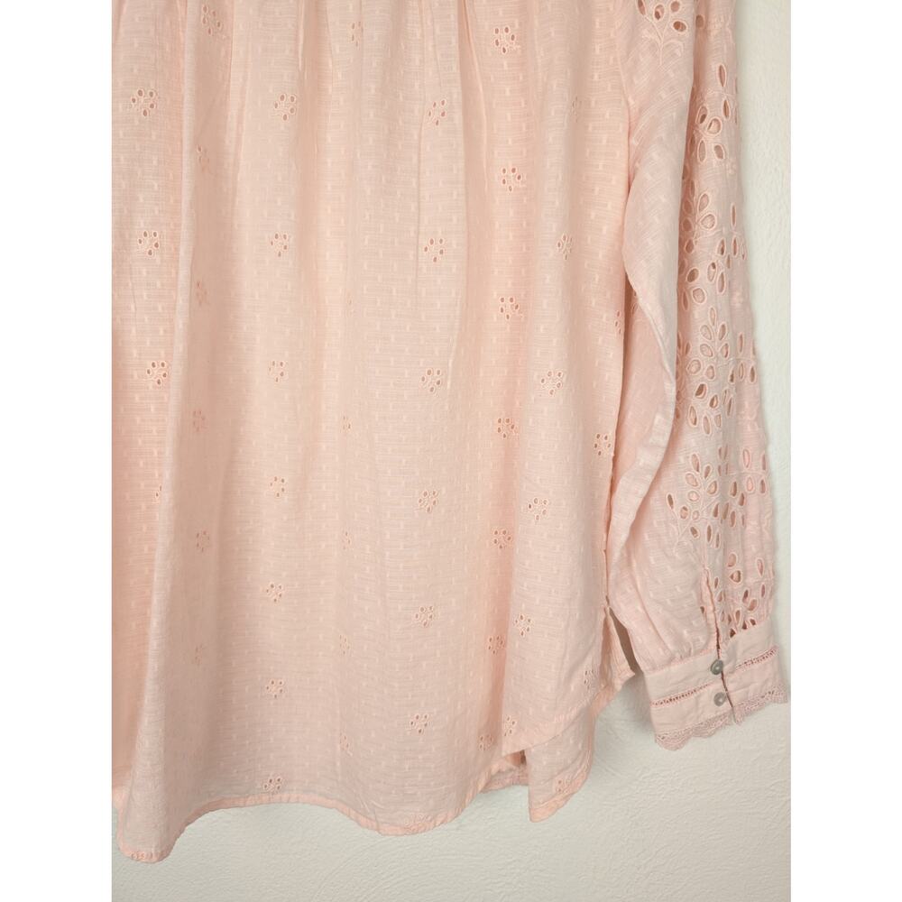 Sundance Valeria Top Blouse Eyelet Lace Bohemian Western Blush Pink Size L - Picture 7 of 12